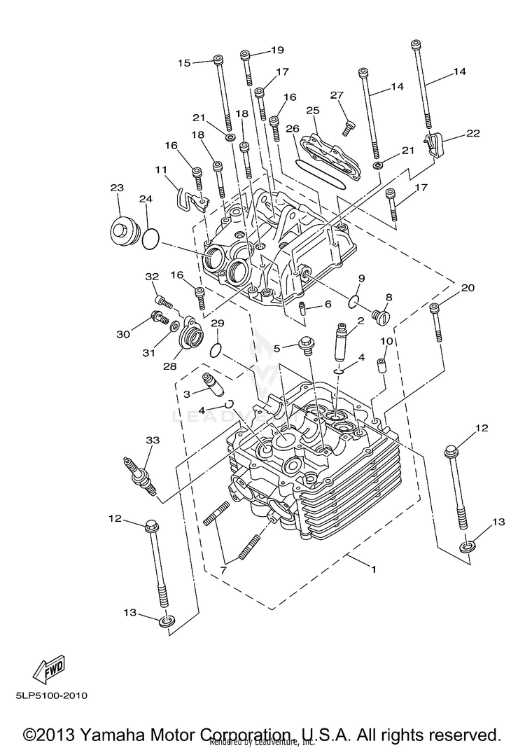 Cylinder Head RAPTOR  660R - YFM660RR - 2003 Schematic