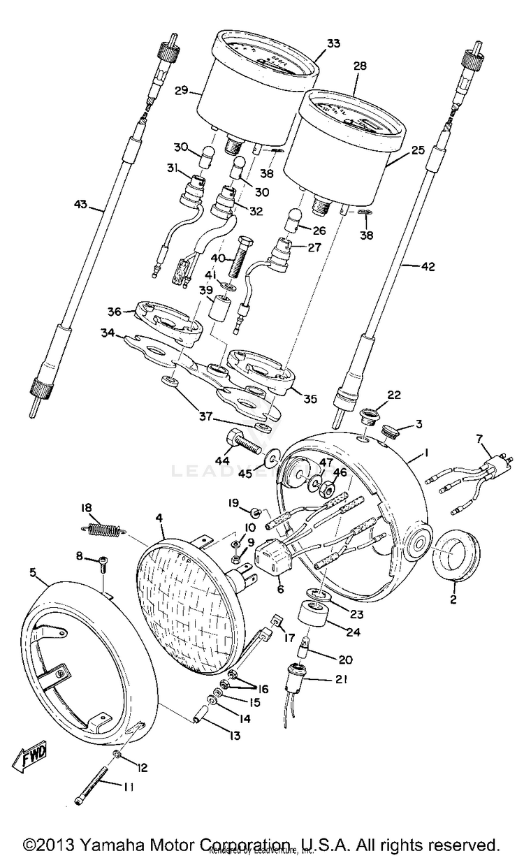 Head Lamp, Speedometer & Tachometer (Ct1 B) AT1B - 1970 Schematic