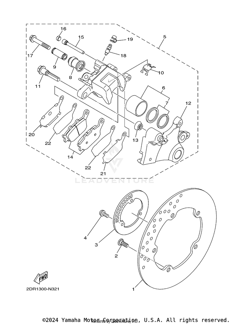 Rear Brake Caliper FJ09 CA - FJ09GCB - 2016 Schematic