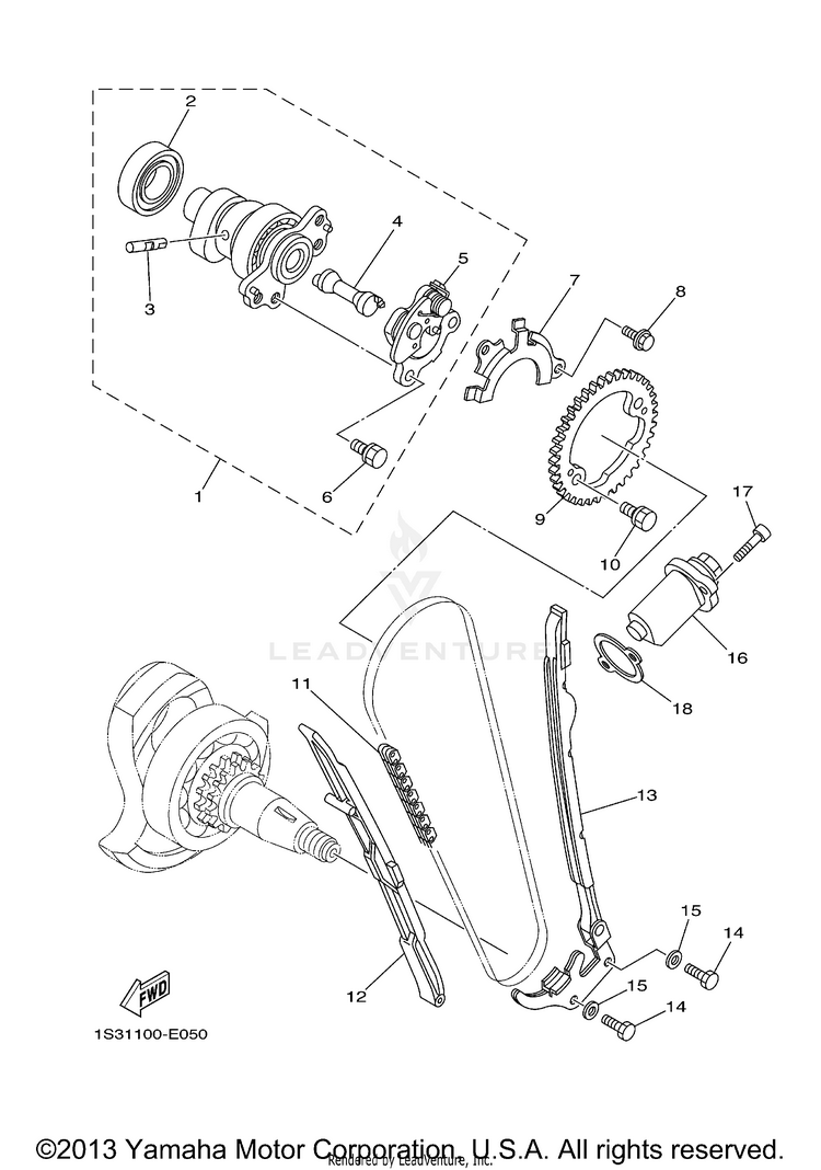 Camshaft Chain RAPTOR 700 - YFM700RV - 2006 Schematic