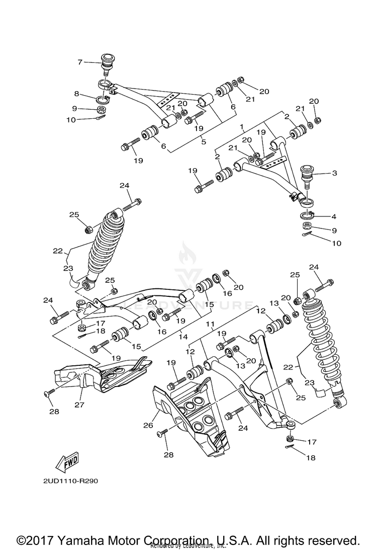 Front Suspension Wheel GRIZZLY EPS - YFM70GPAJL - 2018 Schematic