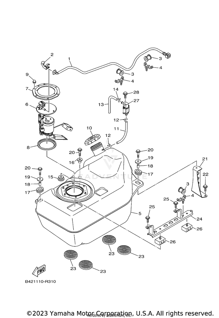 Fuel Tank VIKING EPS RANCH - YXM70VPRLC - 2020 Schematic