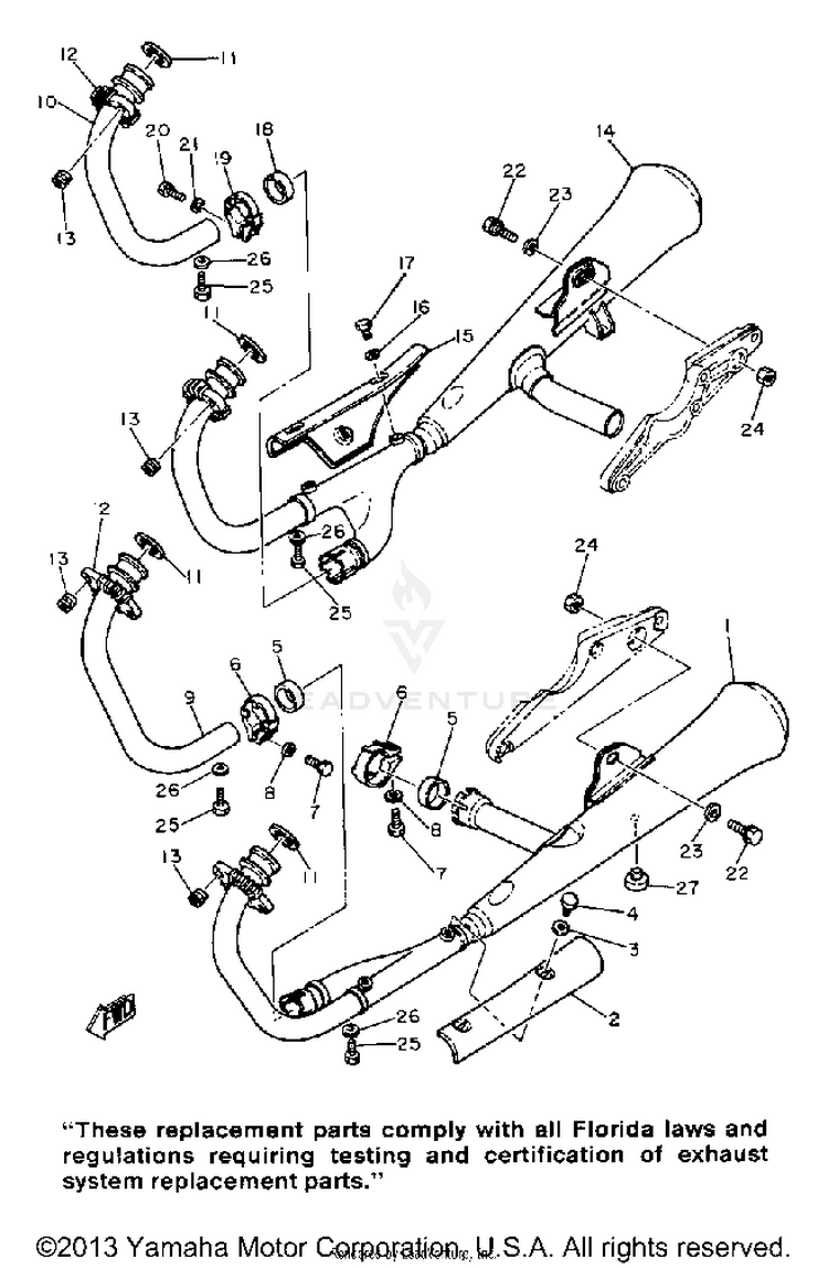 Exhaust XS1100SH - 1981 Schematic
