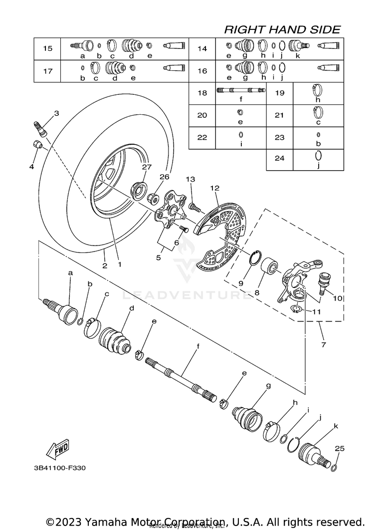 Front Wheel 2 GRIZZLY 700 - YFM7FGPW - 2007 Schematic