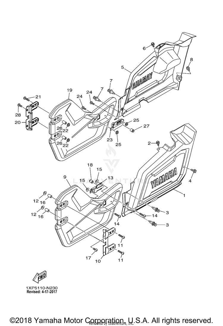 Side Cover VIKING - YXM700DFG - 2015 Schematic