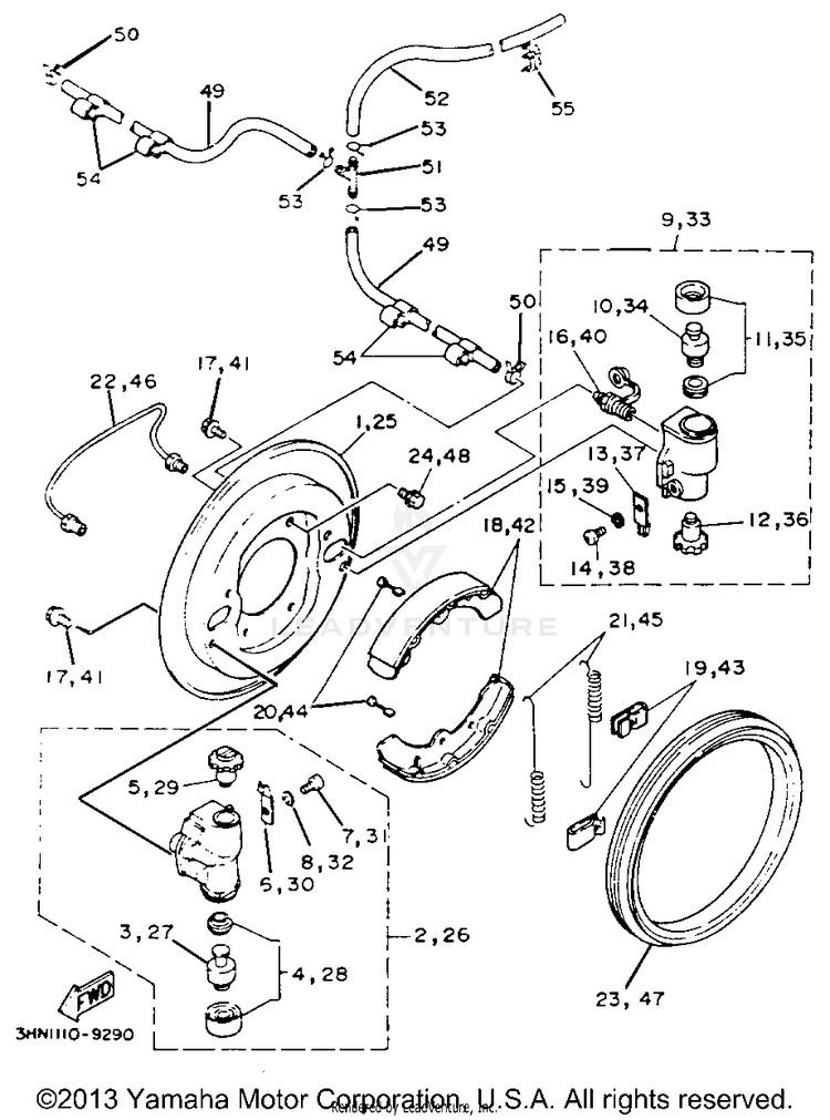 Front Brake BIG BEAR 4WD (ME & NH Only) - YFM350FWE_MNH - 1993 Schematic