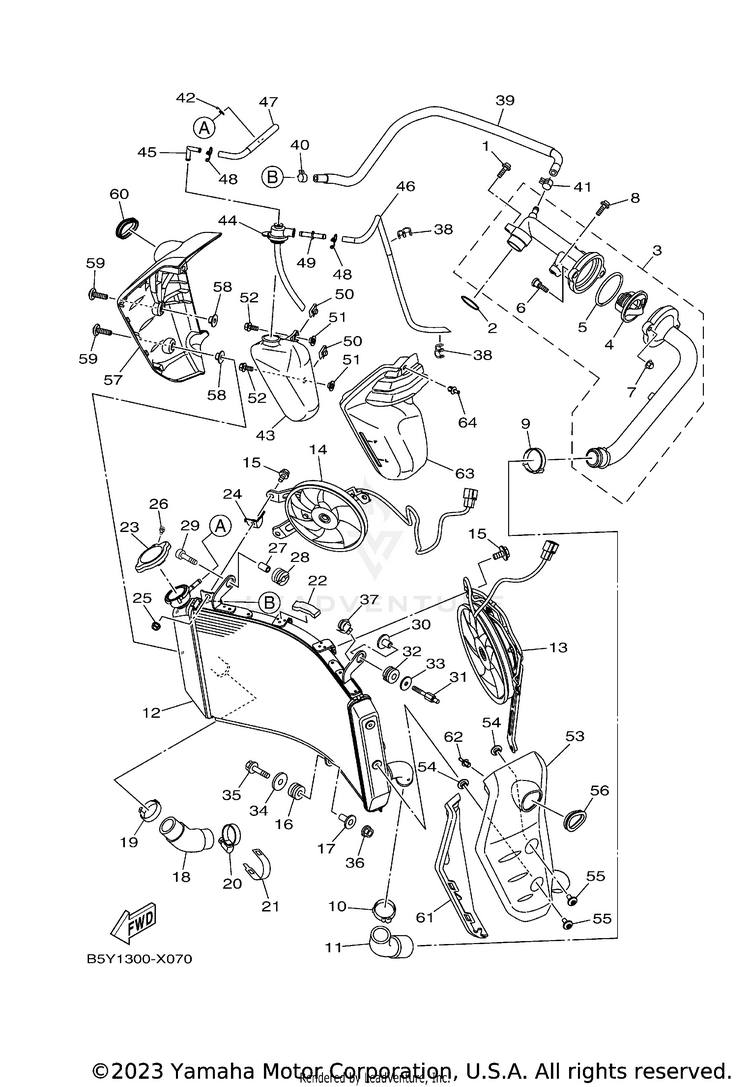 Radiator & Hose MT10 - MT10NCB - 2022 Schematic