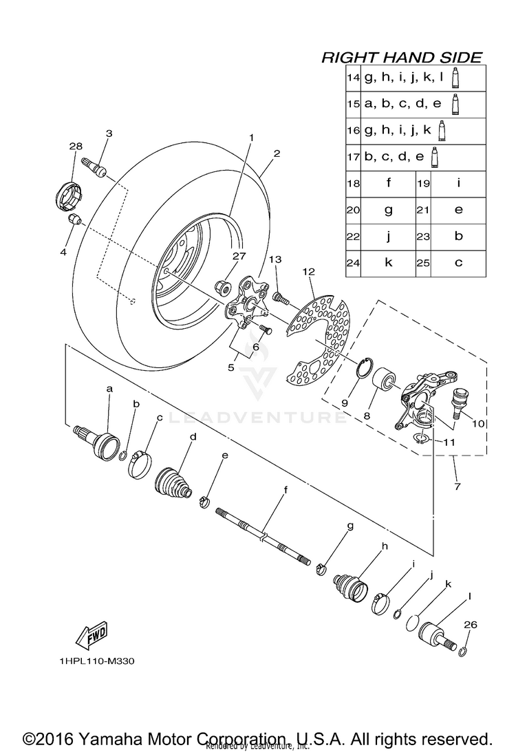 Front Wheel 2 GRIZZLY 550 EPS 4WD - YFM5FGPDL - 2013 Schematic