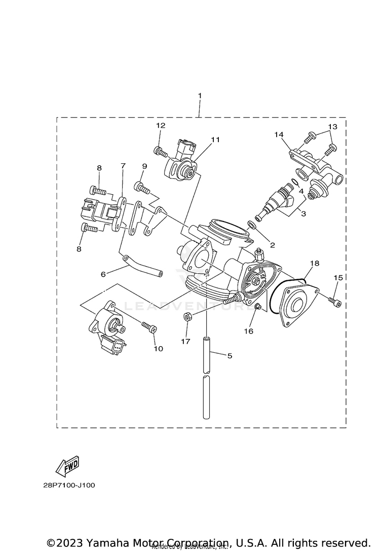 Throttle Body Assy 1 GRIZZLY 550 4WD - YFM5FGAGR - 2011 Schematic