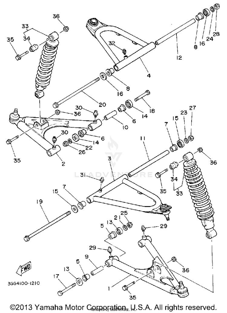Front Suspension-Wheel BANSHEE - YFZ350D - 1992 Schematic