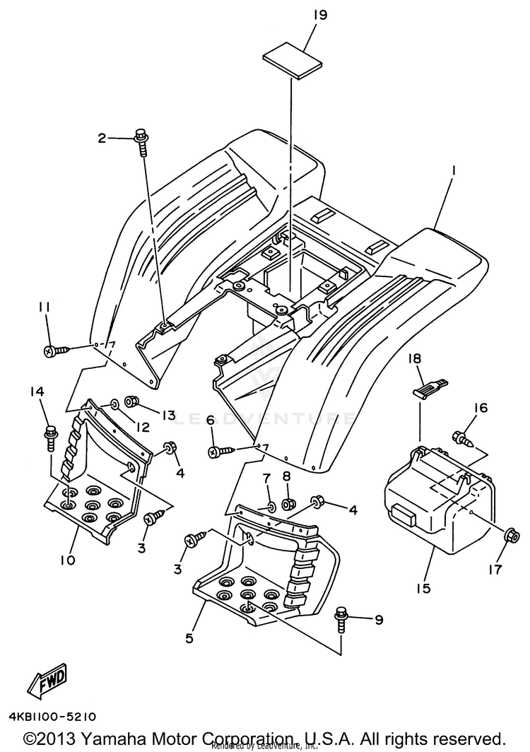 Rear Fender WOLVERINE 4WD - YFM350FXH - 1996 Schematic