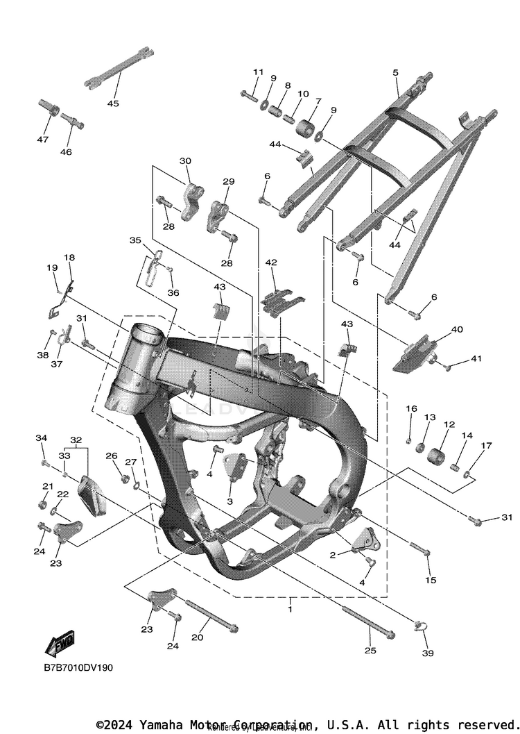 Frame YZ250F - YZ250FLGY - 2020 Schematic