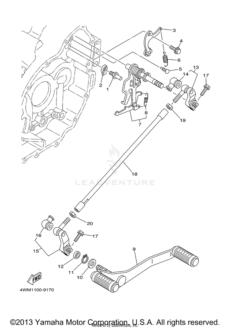 Shift Shaft ROAD STAR - XV1600ALMC - 2000 Schematic