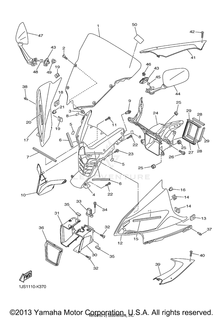 Cowling 1 YZFR6 - YZFR6ACR - 2011 Schematic