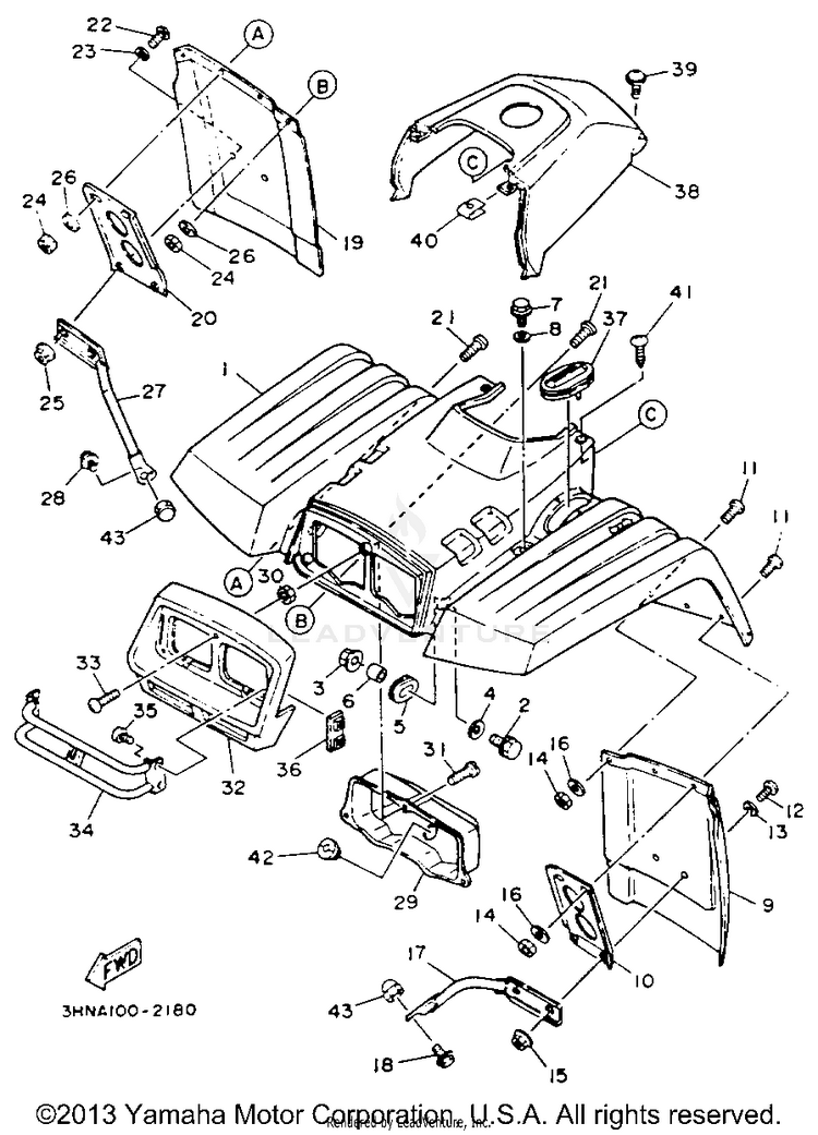 Front Fender BIG BEAR 4WD (ME & NH Only) - YFM350FWE_MNH - 1993 Schematic