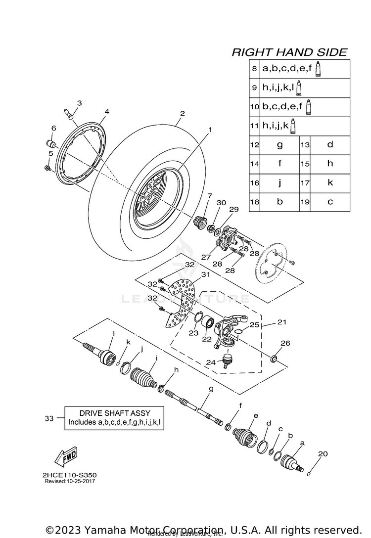 Front Wheel 2 YXZ1000R EPS SS SE - YXZ10YESHB - 2017 Schematic