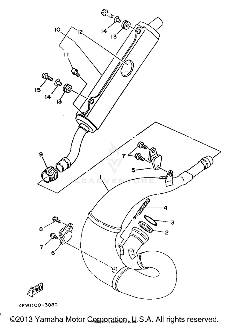 Exhaust YZ250E - 1993 Schematic