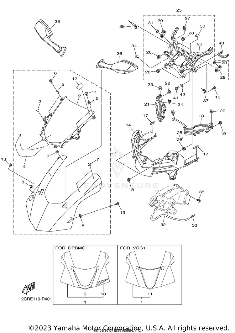 Cowling 1 YZFR1 - YZFR1GCGY - 2016 Schematic