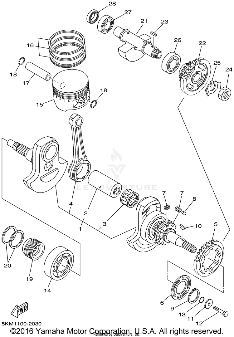 Crankshaft Piston GRIZZLY 660 - YFM660FP - 2002 Schematic