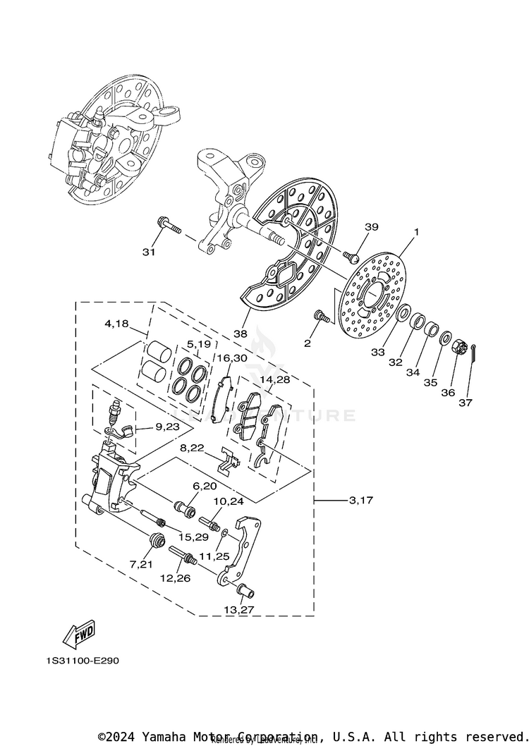 Front Brake Caliper RAPTOR 700 SPECIAL EDITION - YFM70RSEY - 2009 Schematic