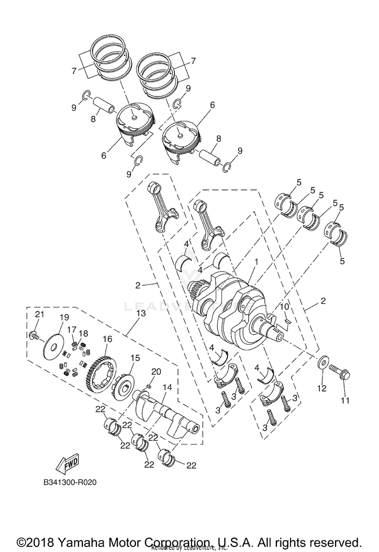 Crankshaft Piston XSR700 - XSR700JCL - 2018 Schematic