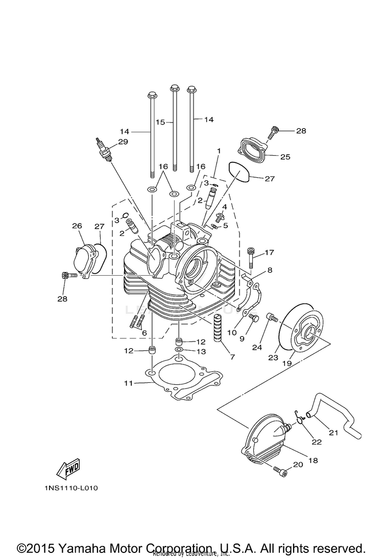 Cylinder Head GRIZZLY 350 4WD - YFM35FGDGR - 2013 Schematic