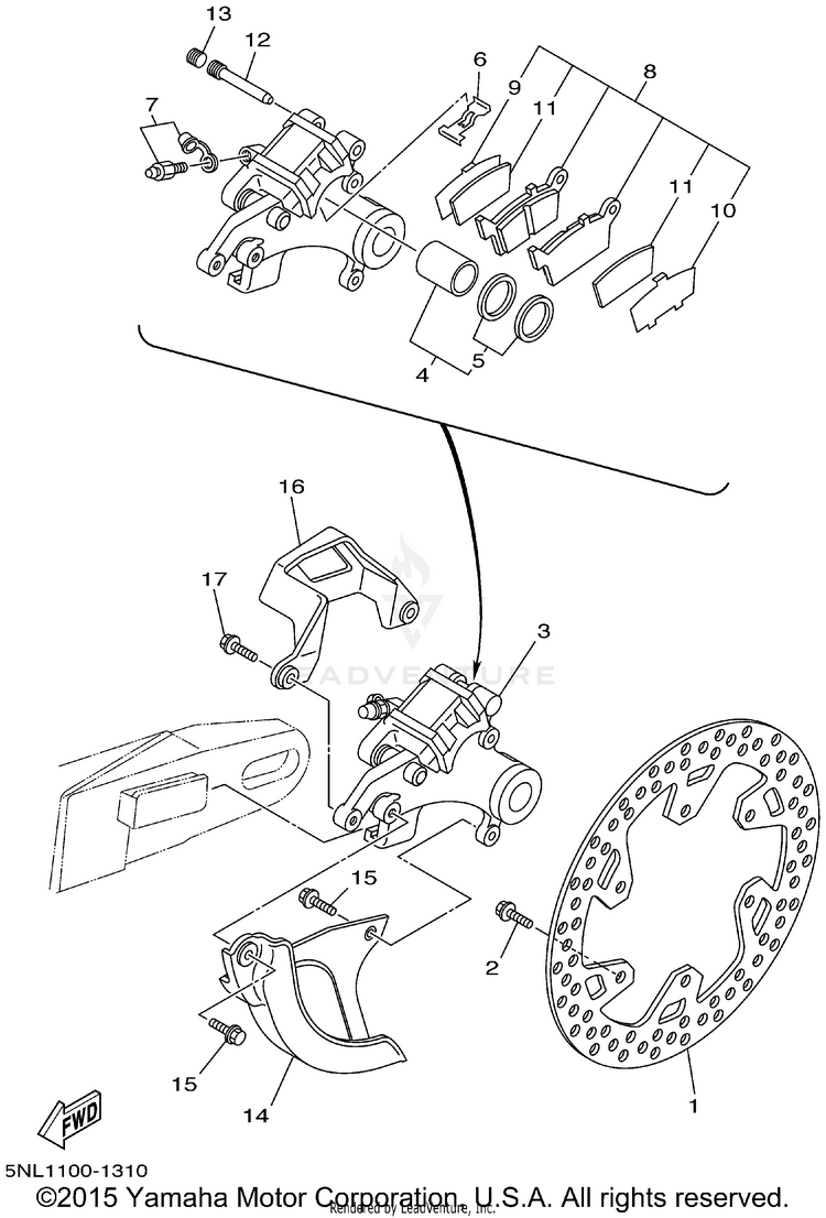 Rear Brake Caliper Schematic