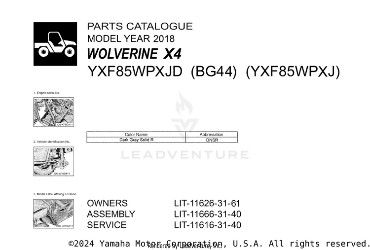 1 Title Page WOLVERINE X4 - YXF85WPXJD - 2018 Schematic