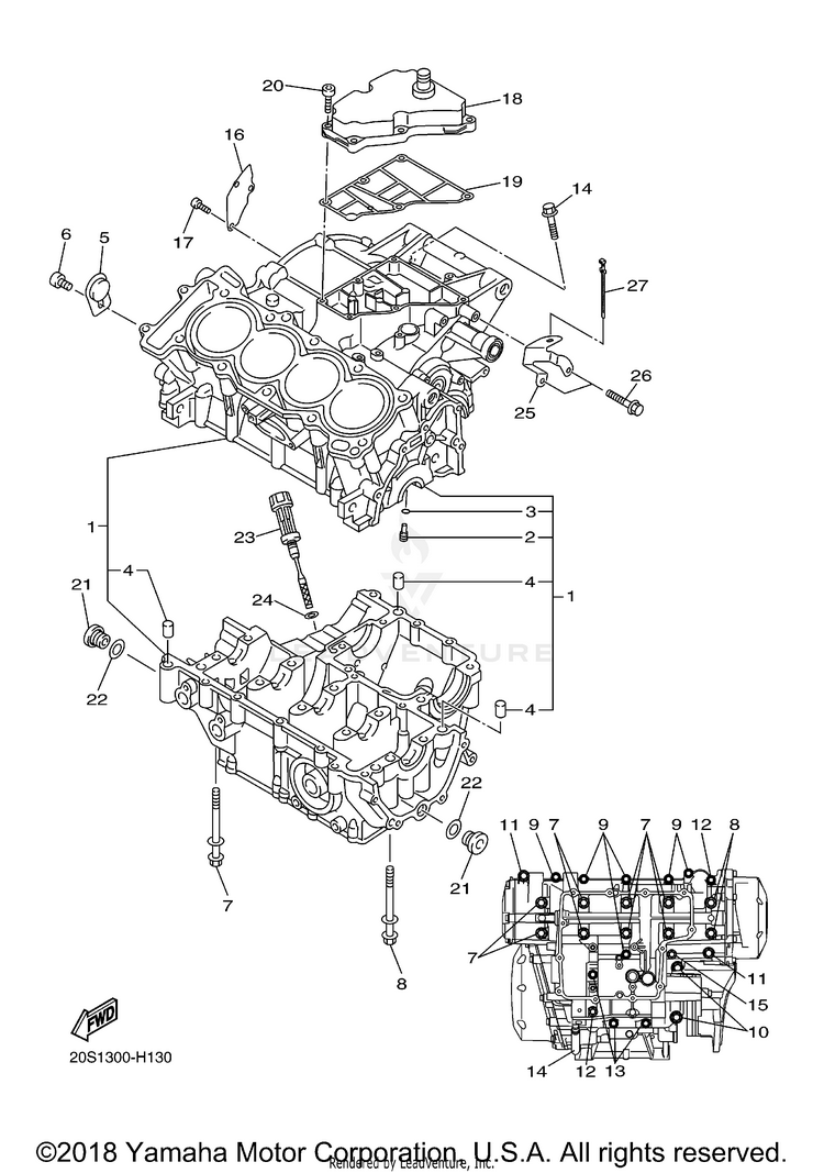 Crankcase FZ6R - FZ6RYCW - 2009 Schematic