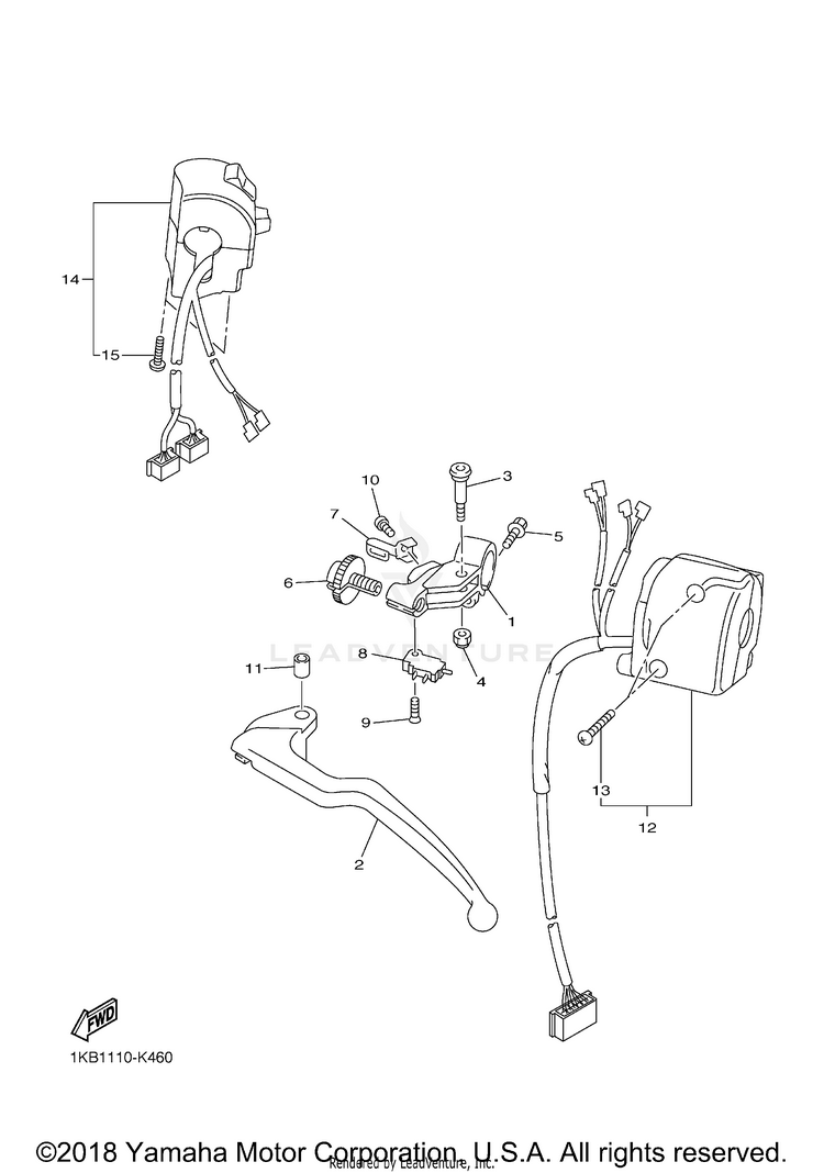 Handle Switch Lever YZFR1 - YZFR1ACR - 2011 Schematic