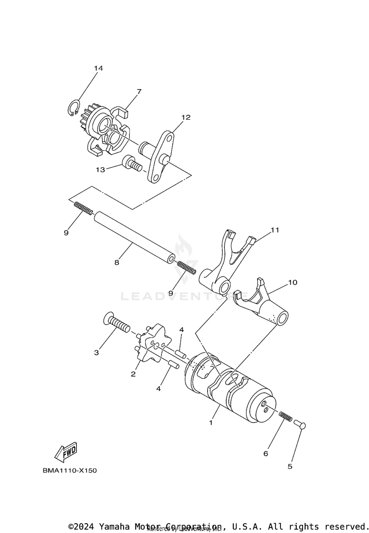 Shift Cam & Fork Schematic