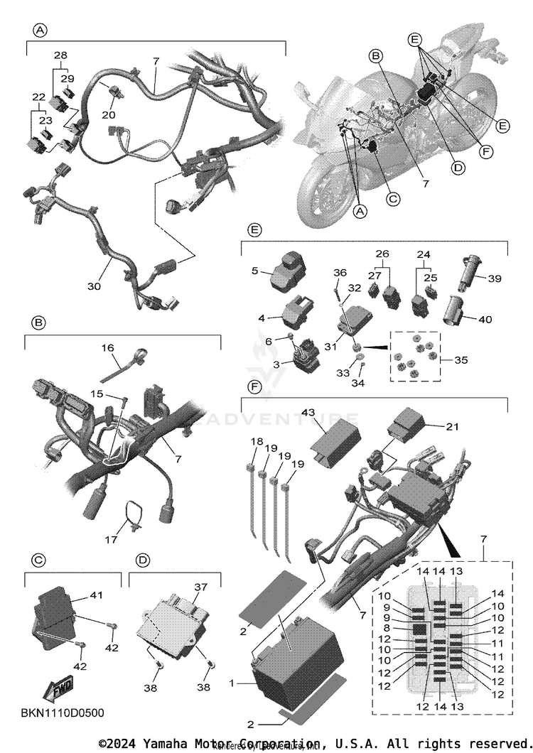 Electrical 1 YZFR9 CAL - YZFR9SCB - 2025 Schematic