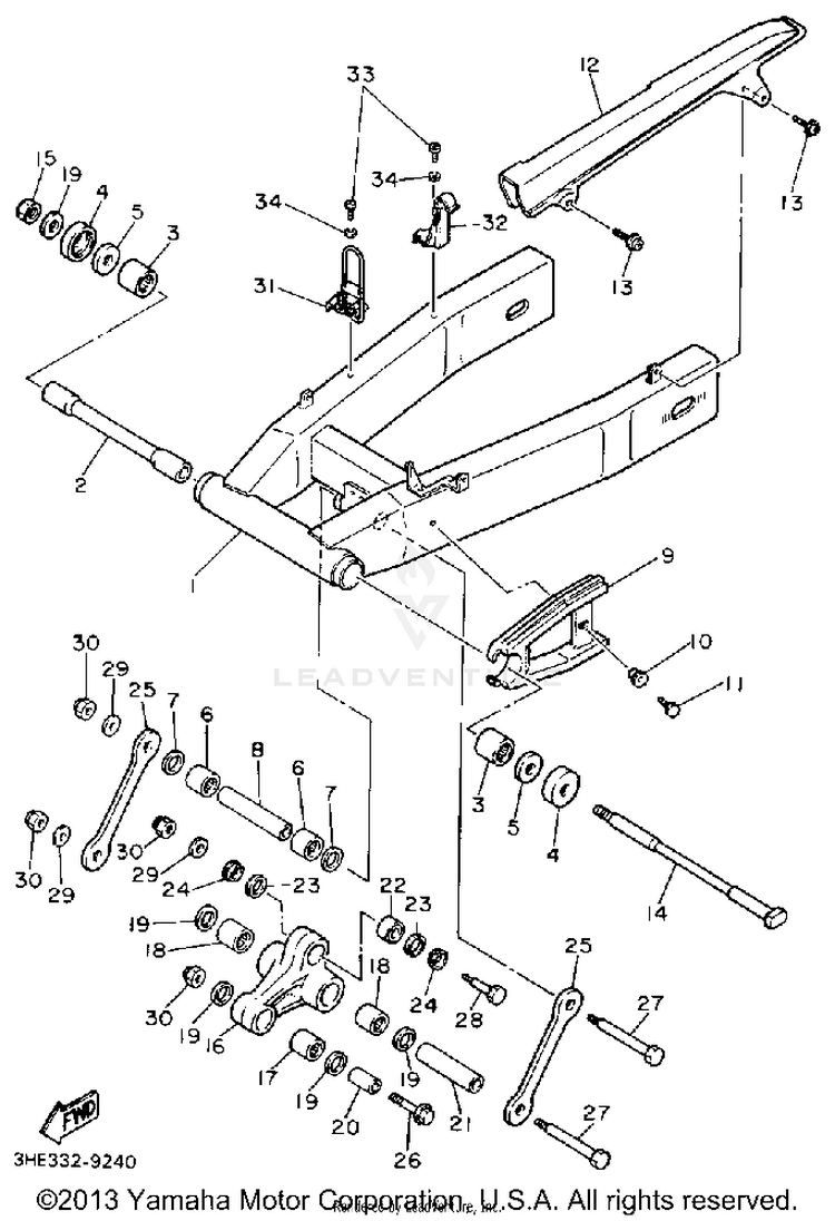 Swing Arm FZR600RAC - 1990 Schematic