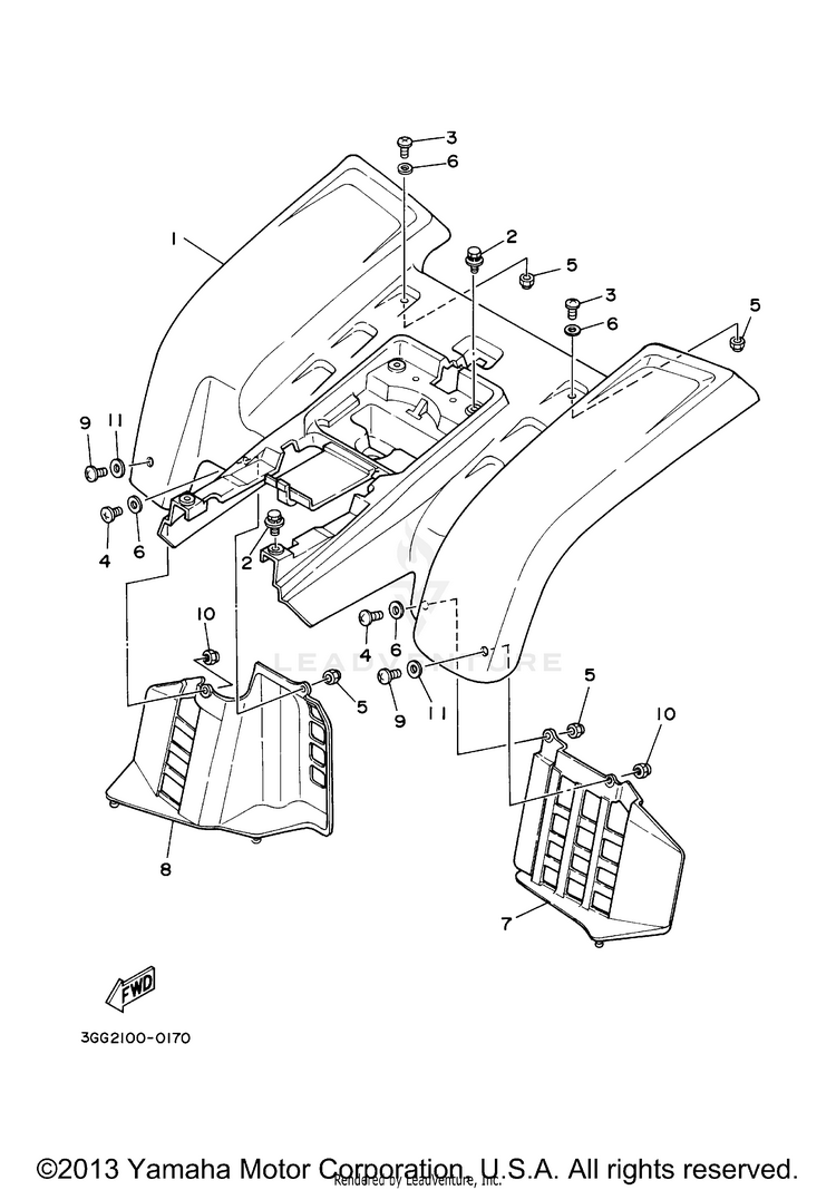 Rear Fender BANSHEE - YFZ350R - 2003 Schematic