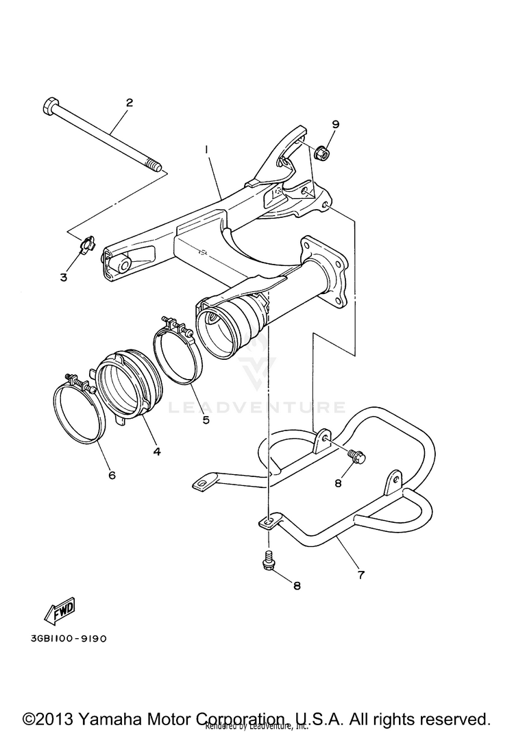 Rear Arm GRIZZLY 80 - YFM80GW - 2007 Schematic