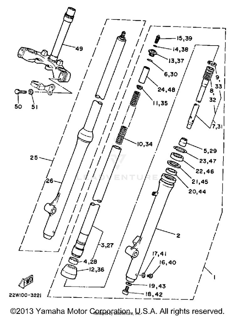 Front Fork (Yz8ol) Schematic