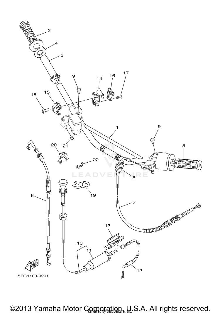 Steering Handle Cable TTR225 - TT225RNC - 2001 Schematic