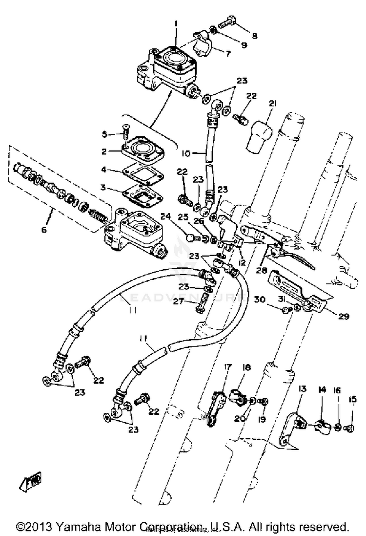 Front Master Cylinder XS1100H - 1981 Schematic