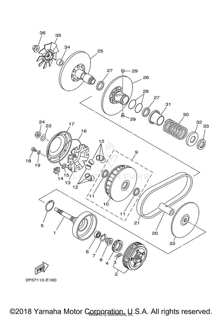 Clutch RHINO 450 HUNTER - YXR45FHX - 2008 Schematic