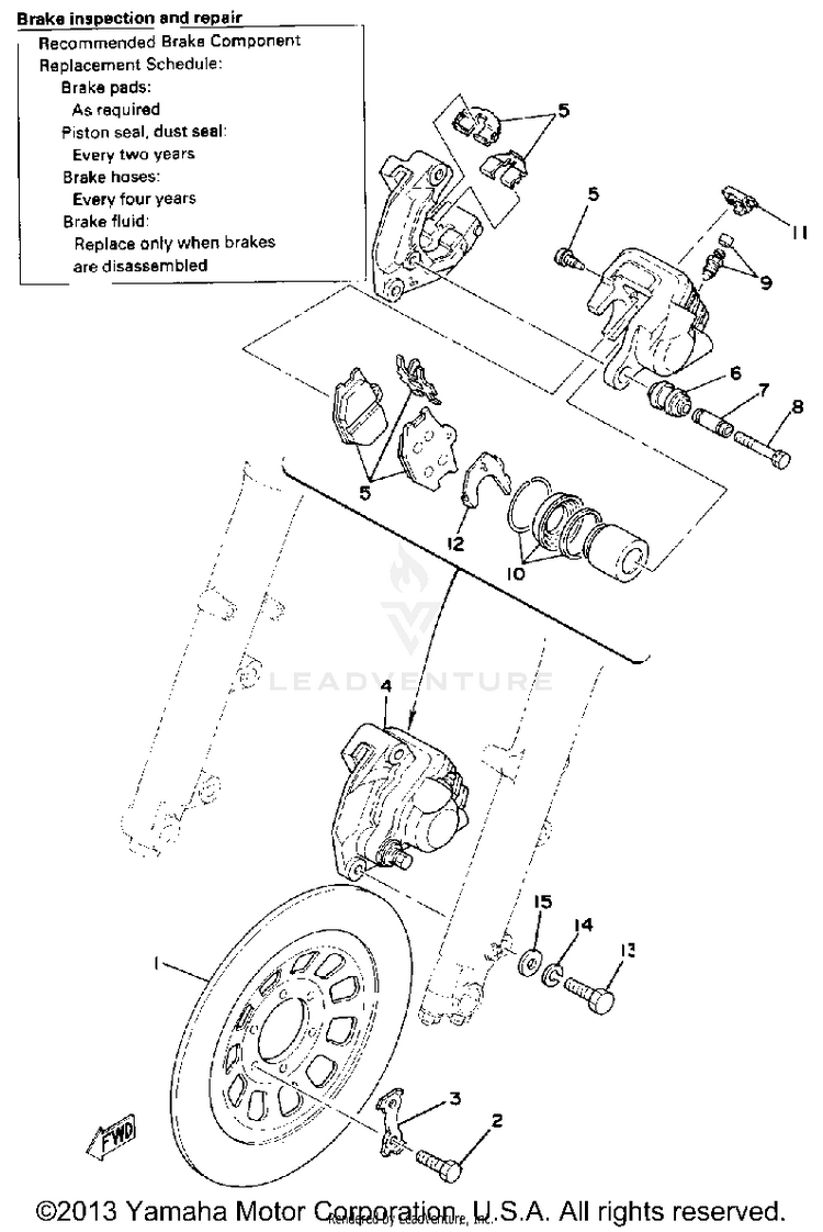 Front Disc Brake - Caliper Schematic