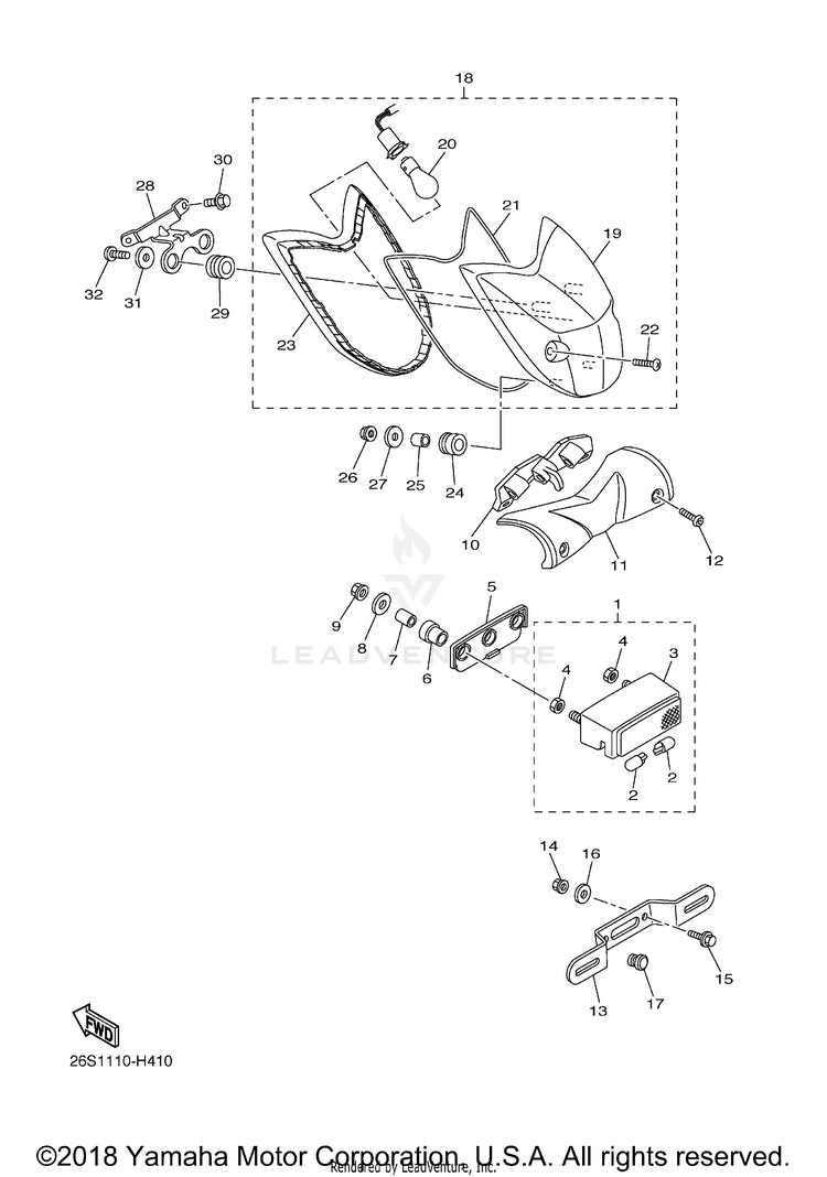 Taillight V STAR 950 TOURER - XVS95CTBCB - 2012 Schematic