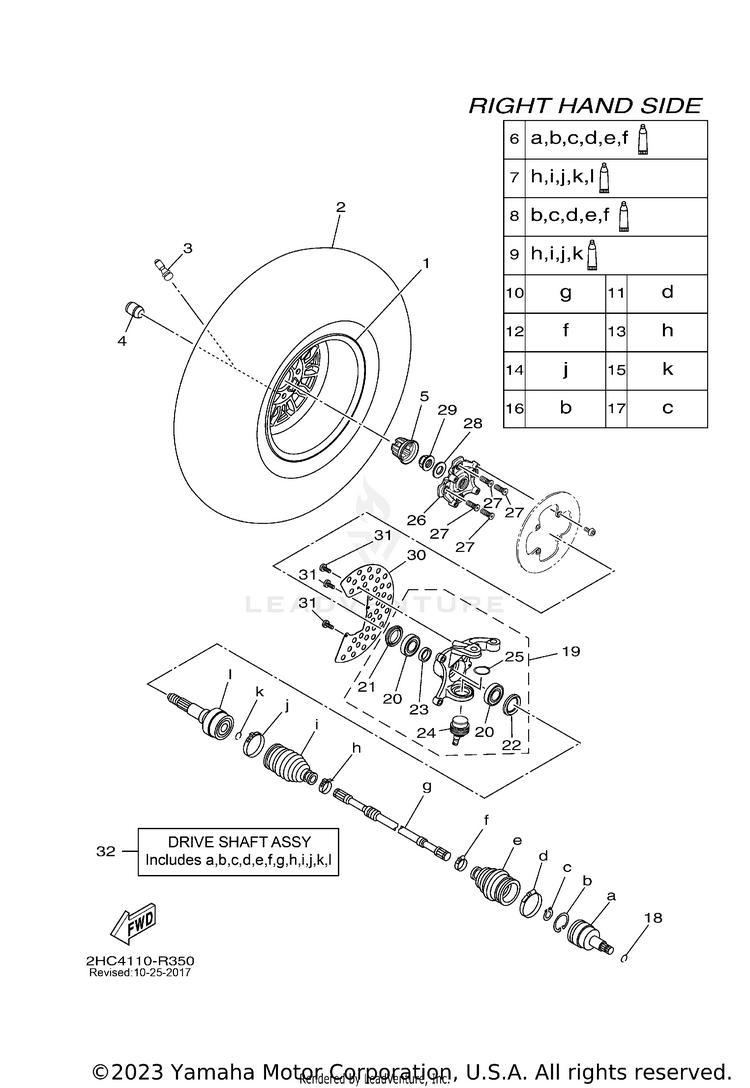 Front Wheel 2 YXZ1000 EPS - YXZ10YPXGL - 2016 Schematic