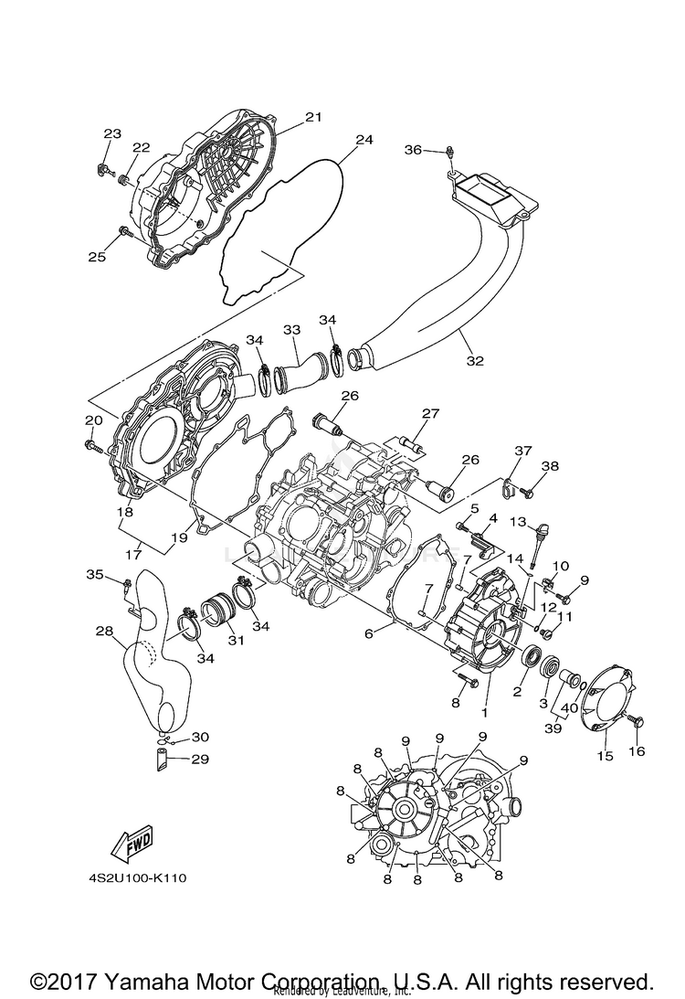 Crankcase Cover 1 GRIZZLY 350 1RS 4WD HUNTER - YFM35FGIHA - 2011 Schematic