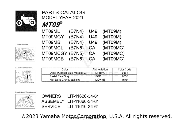 1 Title Page MT09 - MT09MCB - 2021 Schematic
