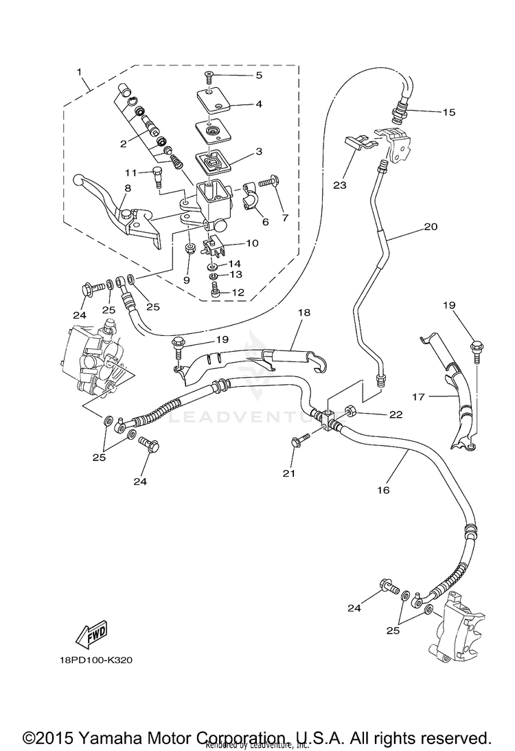 Front Master Cylinder YFZ450R - YFZ45RDL - 2013 Schematic