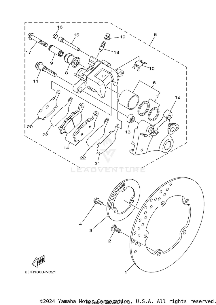 Rear Brake Caliper FJ09 CA - FJ09FCGY - 2015 Schematic