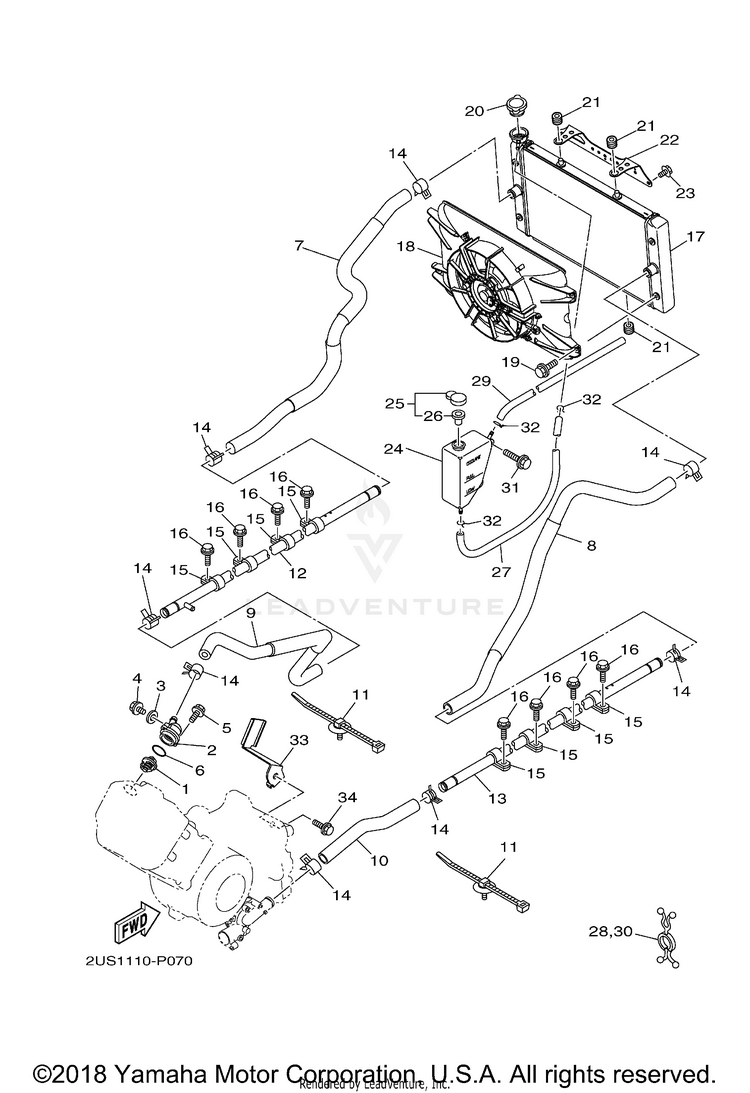 Radiator Hose VIKING VI - YXC700DFG - 2015 Schematic