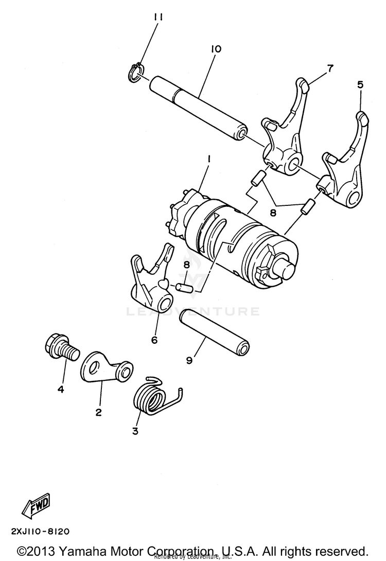 Shift Cam Shift Fork BLASTER - YFS200H - 1996 Schematic
