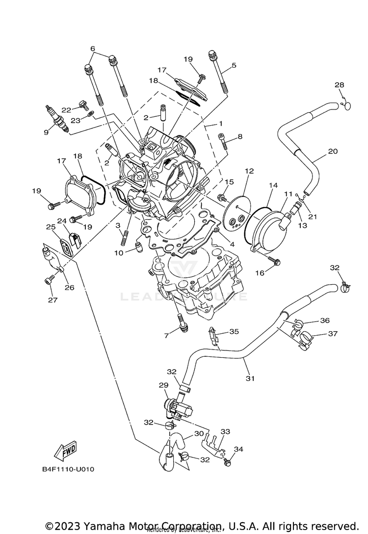Cylinder Head KODIAK 700 EPS - YFM70KPAPG - 2023 Schematic