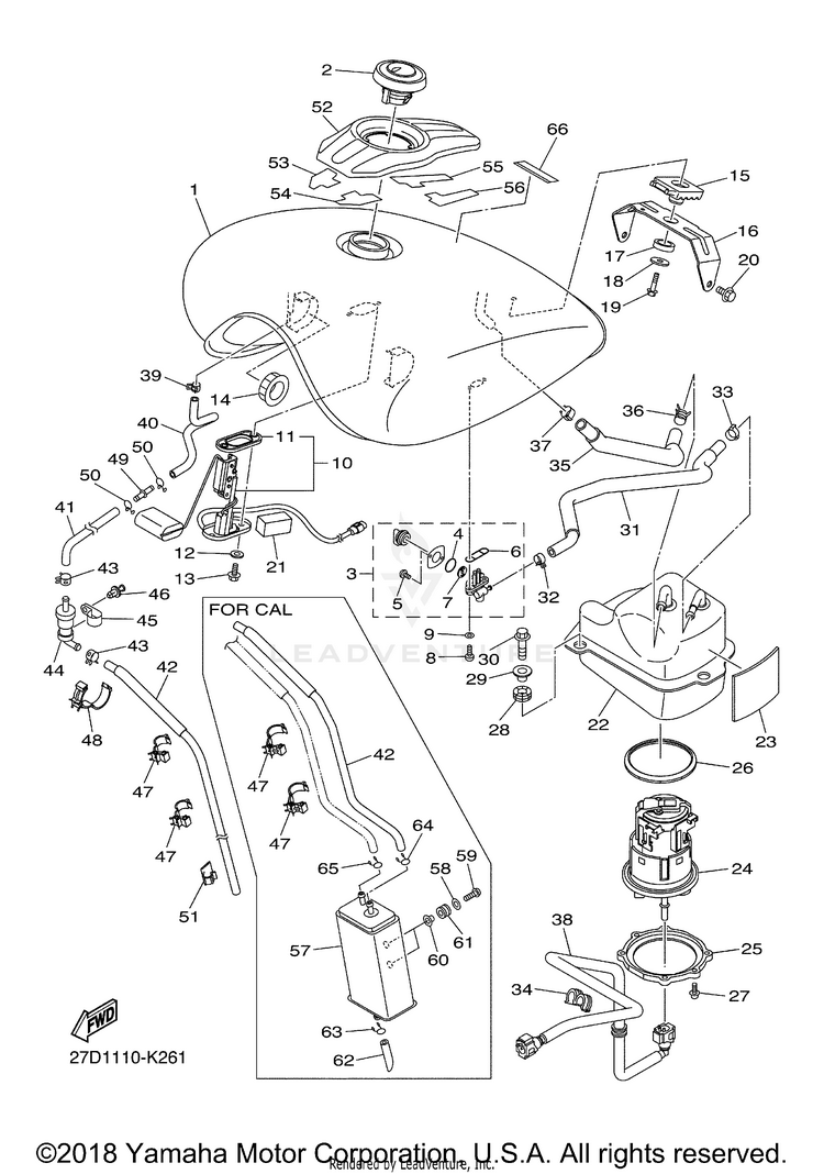 Fuel Tank STRYKER - XVS13CBCB - 2012 Schematic